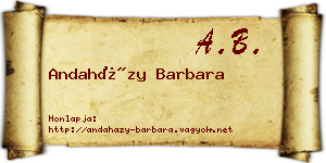 Andaházy Barbara névjegykártya