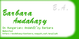 barbara andahazy business card